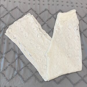 White Knit Lace Pants swim cover up festival wear xl new